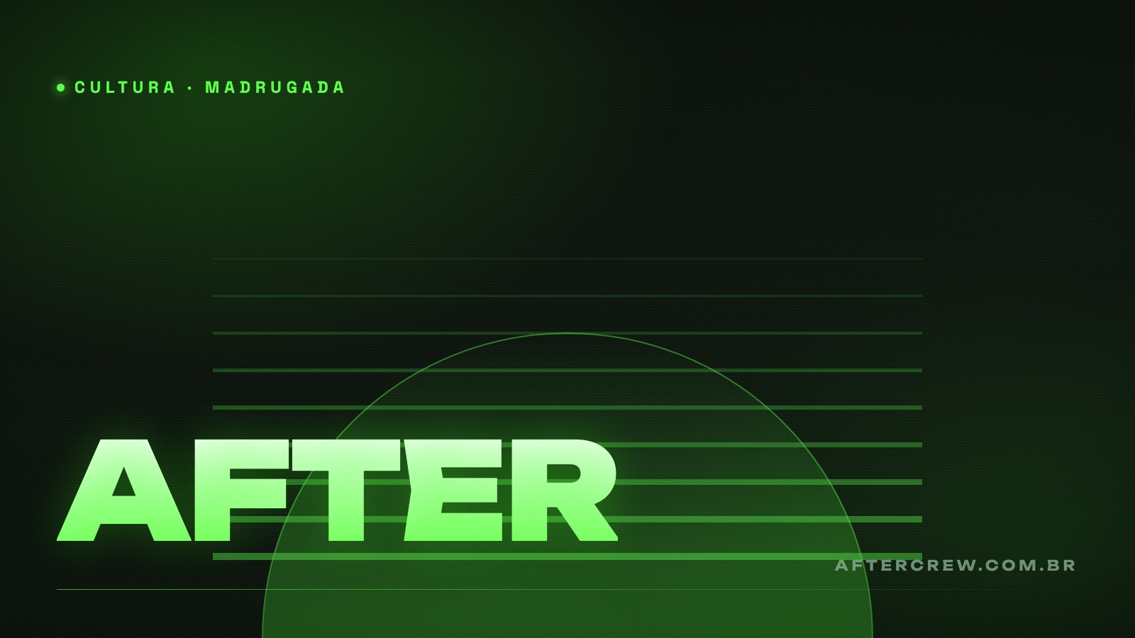 Arte editorial com horizonte de amanhecer estilizado em verde neon e a palavra AFTER